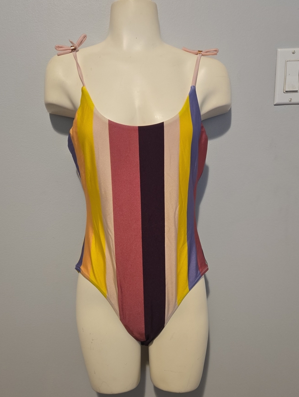 Ted Baker Multi-Stripe One-Piece Swimsuit in Yellow, Pink, Purple, Blue